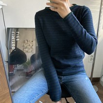 뜨개진 여성용 부드러운 스트라이프 스펠크 라운드 니트