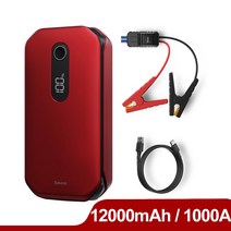 Baseus-8000mAh 자동차 점프 스타터 배터리 파워 뱅크 대용량 시동 장치 부스터 차량 비상 배터리 부스터, 05 Red 12000mAh 1000A