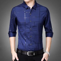 FANGDE 셔츠긴팔춘추캐주얼프린트셔츠 남자셔츠 체크무늬 슬림핏 와이셔츠CHARACTE