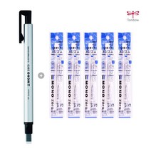 톰보 모노 제로 샤프식 지우개 밸류 세트 + 펜악 샤프심 1개 증정, 1세트, 스퀘어드실버1개+리필스퀘어드5개