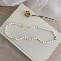 실버 목걸이 와이프생일선물 50대 엄마 갑상선 학생 여자친구 ASHIQI 리얼 화이트 천연 담수 진주 여성용 쥬얼리 선물 40 cm/45 cm