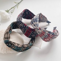 고급 에스닉 꼬임 넓은 얇은 반다나 헤어밴드 머리띠 3색