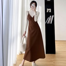 딜라이 여성 패션 뷔스티에 롱 원피스 투피스 브이넥
