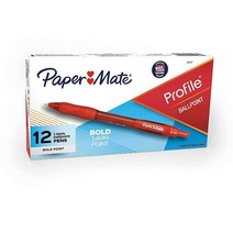 Paper Mate Profile 접이식 볼펜 볼드 (1.4mm) 다양한 색상 12개, Red