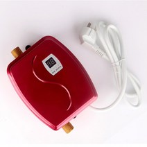 물탱크없는온수기 3800W 탱크 없는 순간 전기 온수기 주방 욕실 샤워 흐름 온수 110V/220V, 02 빨간_01 미국 플러그