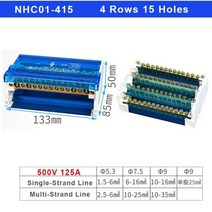 와이어 커넥터 레일 터미널 블록 1PCS 접합 모듈 형 나사 범용 전기 Din 배전 상자 NHC01 시리즈, [06] 4 rows 15 holes