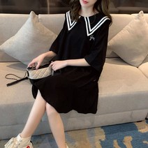 PigPug 여름 미디엄 칼라 반팔 티셔츠 스커트 여성복 22 원피스 학생 블랙 스커트