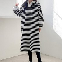 [바보사랑] 여성 겨울 단가라 기모 카라 원피스 드레스