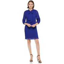 DKNY 여성용 긴소매 타이 넥 플리츠 드레스 트루 블랙 6 블랙 129688