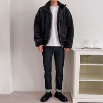 겨울 밍크양털 숏 패딩 점퍼 / 블랙 차콜 아이보리