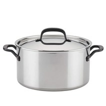 키친에이드 5겹 클래드 광택 스테인리스 스틸 육수 냄비 뚜껑 포함 7.6L(8쿼트), 단일사이즈