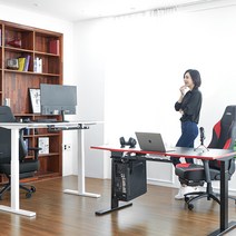 제닉스 ARENA-X 전동 스탠딩 높이조절 컴퓨터 게이밍 책상 모션데스크, 전동다리 : 화이트, 전동상판 : 1600 그레이화이트
