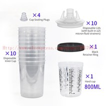페인트 전기 스프레이 10pcs No cleaning Cups 믹싱 컵 160cc 400cc 600cc 800cc 건 탱크 H/O 퀵 어댑터 포트, [04] 10pcs 800CC