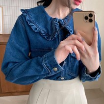 프릴칼라 데님남방 1113244BLOUSE 프릴블라우스 진청 Dark Blue Denim 연청 Light Blue Denim 캐주