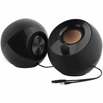 Creative 페블 V2 미니멀리스틱 2.0 USB-C 데스크탑 스피커 3.5mm AUX 최대 8W RMS 전원 타입 A 어댑터 포함 블랙, Black