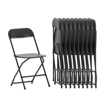 Flash Furniture 헤라클레스 시리즈 플라스틱 접이식 의자 화이트 10팩, Standard_Black, Black_Standard