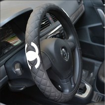 럭셔리 실리콘 퀼팅 고급 핸들커버 공용사이즈 여자 핸들카바 사계절, 블랙(1개)