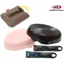 라이프스포츠 휴대용 오벌 후라이팬 캠핑 낚시, 01.핑크, 1개