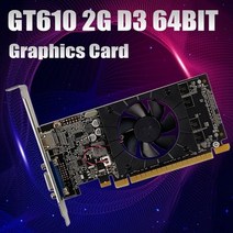 노트북 외장 그래픽카드 외장형 new-gt610 그래픽 카드 2gb gddr3 64bit 40nm 810mhz 1600mhz pcie 2.0 hdmi 호환 + vga 비디오, 검은색