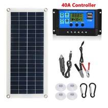 태양광 자동차 요트 RV 보트 휴대폰 배터리 충전용 100W 태양 전지 패널 키트 12V 듀얼 USB 30-60A 컨트롤, [05] Kit1-40A Controller