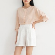 아르느 빌즈 린넨 라운드 긴팔 블라우스