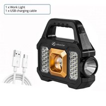 초강력 LED 손전등 고출력 충전식 캠핑 작업 조명 다기능 휴대용 태양열 충전 후레쉬, 3.GoldLED