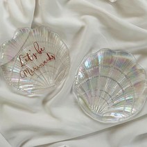 오로라 조개 트레이 유리 캔들 홀더, B 오로라 레터링 조개 트레이