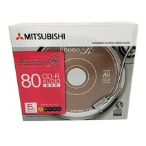 공씨디 공cd 공DVD MITSUBISHI Type 80 CD-R 오디오 디스크 Phono-R 레코드 디자인 음악 5 개/몫, 한개옵션0