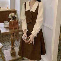 [랜덤플레이] 카라넥 여친룩 레이어드 프렌치 미디원피스