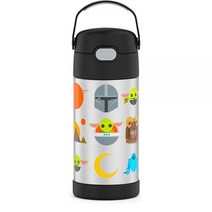 THERMOS 아동용 펀테이너 스테인리스 스틸 진공 보온 빨대 텀블러 12 oz 퍼플 하트, FUNTAINER 12 Ounce Bottle, Mandalorian