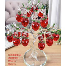 유리공예 크리스탈 사과나무 장식품 홈 카페 인테리어소품, E.6단 하트 레드