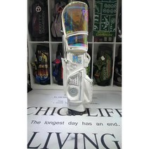 p golf bag black and white pull rod with wheel double cap 방수 리벳 스마일리 볼 가방 레인보우 컬러 7 color cap sleeve, 하얀색