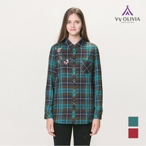 올리비아로렌 플라워 포인트 체크 블라우스 VVCNLUF7321