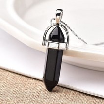 홈 인테리어 1 pc 천연 형석 크리스탈 포인트 펜던트 힐링 스톤 미네랄 쥬얼리 커플, 흑요석