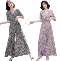 TANC 여성 점프슈트 플라워 롱원피스 치마바지 와이드팬츠