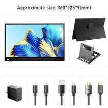 모니터 휴대용 포터블 15.6 인치 1080P 터치 IPS 스크린 HDR 컴퓨터 디스플레이 HDMI c타입 맥 노트북 PC PS4 PS5 X 스위치 폰, 15.6 ALL_JP 플러그