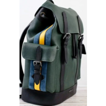 COACH 코치 백팩 새상품 택있음 허드슨 아마존 그린 가죽 바시티 스트라이프 CB903