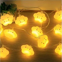 구름 LED 캐릭터 풍성한 줄조명 캠핑 키즈룸 인테리어 수유등 수면등, 건전지식, 웜화이트, 6M(40등)