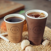 [1000EA/1box]자연 생분해 식물성 친환경 두꺼운 일회용 큰 종이컵 카페 테아크아웃 커피 컵, 12oz (연한크라프트)