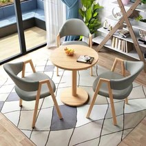 남쪽나무 2인 티 테이블 세트 2인용 식탁 미니 원형 원룸, 티테이블(60cm)+의자*3, 035:회색(가죽)