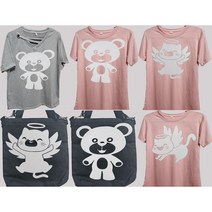 귀여운곰돌이 귀여운고양이 에코백 의류 리폼 커스텀 전사필름, 7)곰돌이4, 화이트