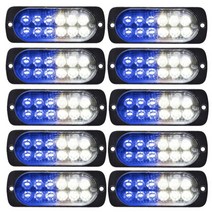 앰버 라이트 트럭 스트로브 12LED 스코프 경고 LED램프, T07-White-Blue