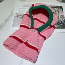 바라클라바뜨기발라클라바 모자 가을과 겨울 니트 풀오버 곰 귀 야외 승마 방풍 통합 스카프 비니, 29 4-pink