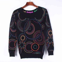 송장프린터 라벨출력기 페이지라벨기대외 무역 원래 송장 스페인 desigual 블랙 다채로운 인쇄 큰 둥근 목, 01 Beige_01 S