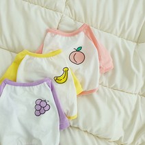 후르츠 강아지 크롭티 티셔츠 강아지옷 XS-XL, 옐로우