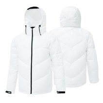 남여공용 기능성 사선 퀼팅 에어볼 후드 하프패딩 점퍼 자켓 화이트 UPW32