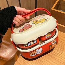 수저 살균기 살균통 소독기 귀여운 플라스틱 도시락 성 전자레인지 사용 가능 학교 음식 상자, Red-A