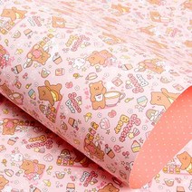 2절 스위트베어 레자크지(10장)시트지 포장지 종이접기 양면지, 핑크