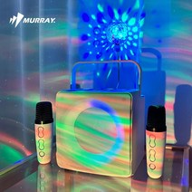 무선 블루투스 노래방 듀얼 마이크 LED 스피커 최대 30W 고출력, 스노우화이트+사운드미러볼 2개