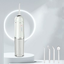 구강세척기 물치실 샤오미 전기 구강 세척기 USB 충전 무선 물 치아 치실 클리너 4 제트 팁 청소, 01 WHITE